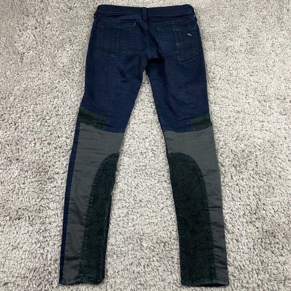 Rag & Bone Riding Jodhpurs Jeans Womens Sz 25 (27x29) Midnight Wash Lamb Leather - Picture 5 of 15